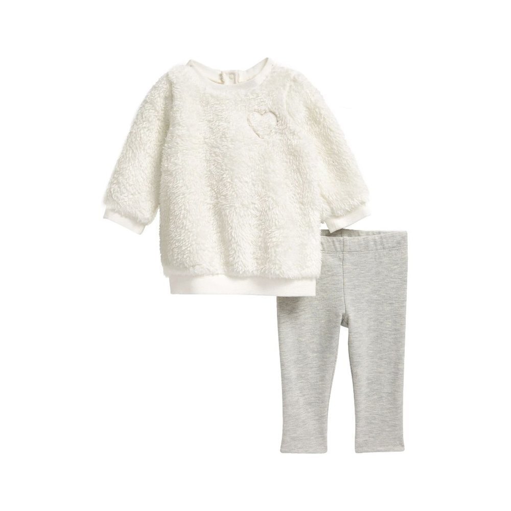 New Tucker + Tate 18M Cozy Tunic & Leggings Set Baby Heart Embroidered Girls NWT